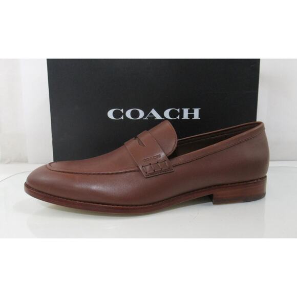 Men's Coach Declan Penny Loafer Dress Leather Dark Saddle Brown Size 10.5 - Picture 2 of 10